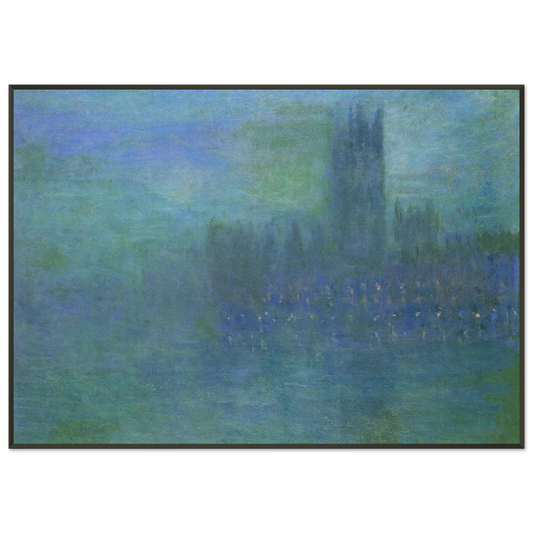 claude monet  Houses of Parlilament Fog Effect Framed Art Print  - Aluminum Frame - 21x29.7 cm / 8x12"