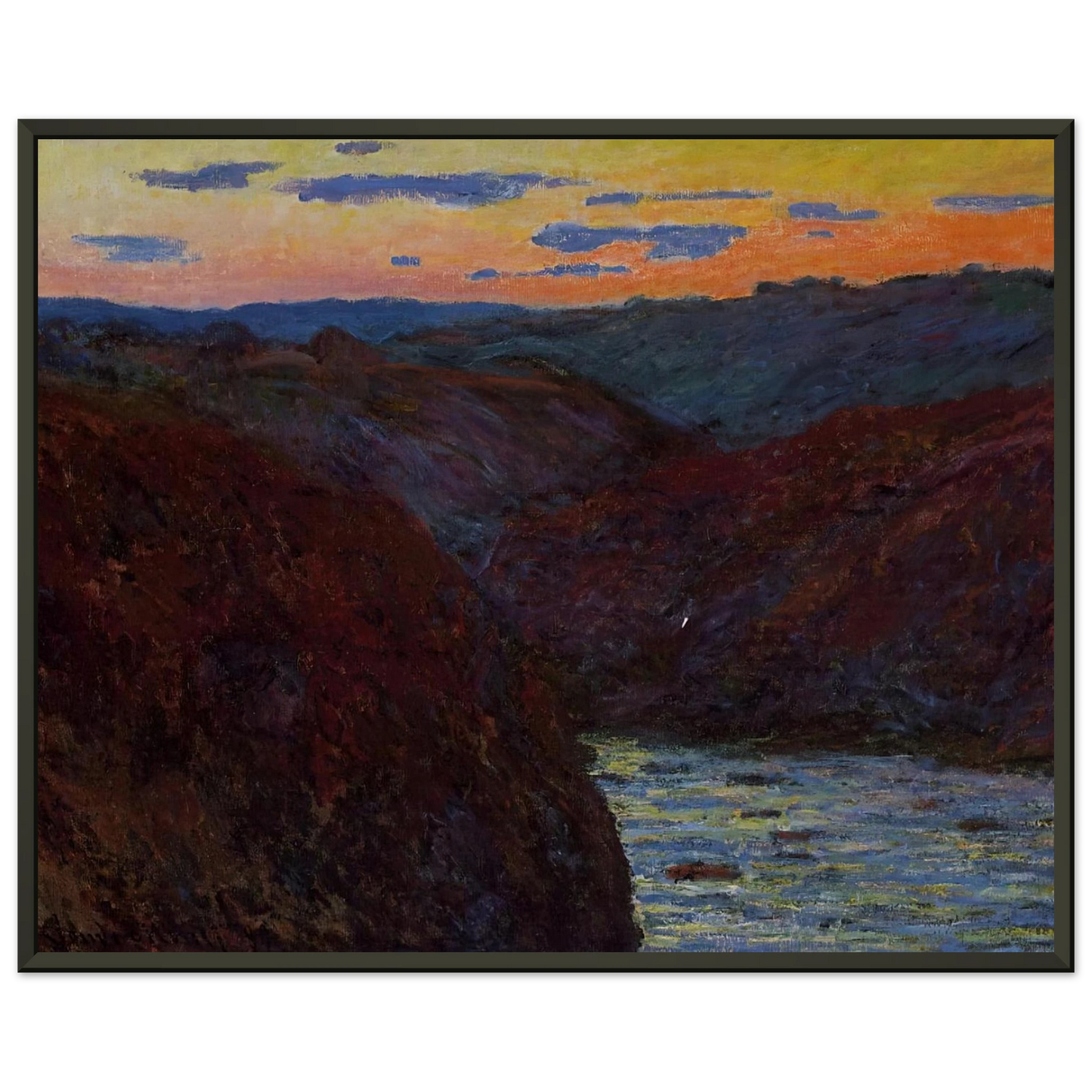 claude monet  Valley of the Creuse Sunset Framed Art Print  - Aluminum Frame - 60x80 cm / 24x32 inches