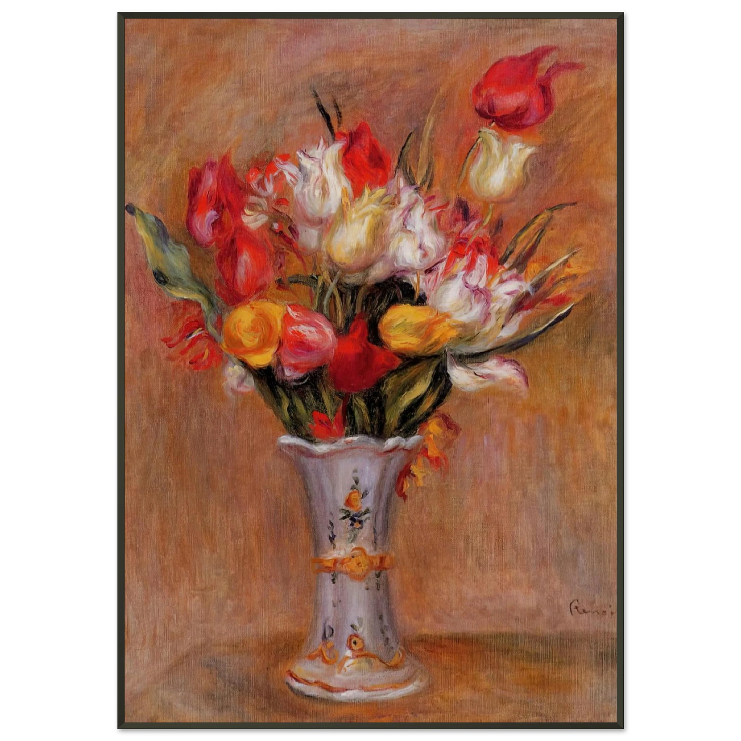 PierreAuguste Renoir  Tulips Framed Art Print  - Aluminum Frame - 21x29.7 cm / 8x12"