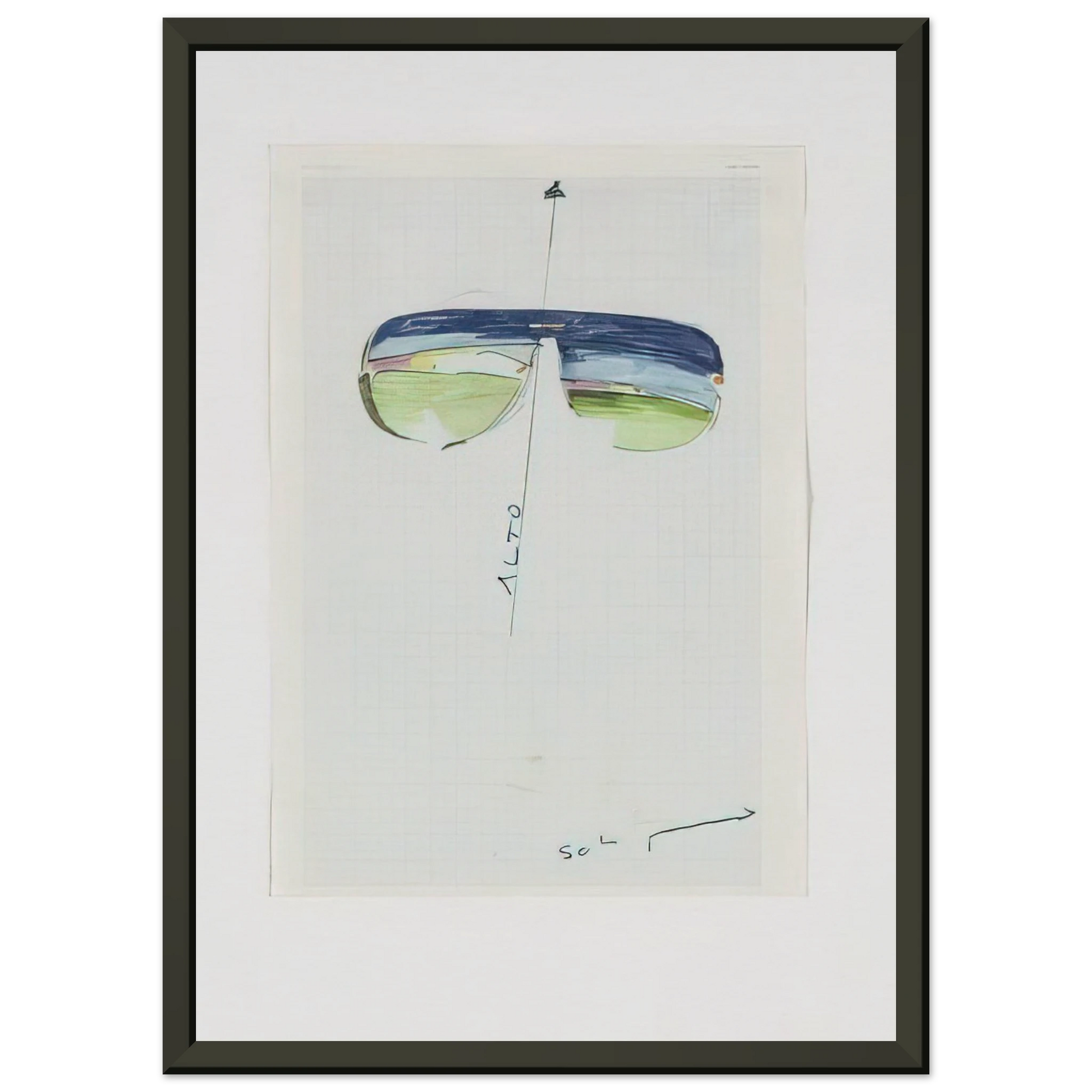 Mario Schifano  Untitled Glasses  1973 Framed Art Print  - Aluminum Frame - 70x100 cm / 28x40 inches