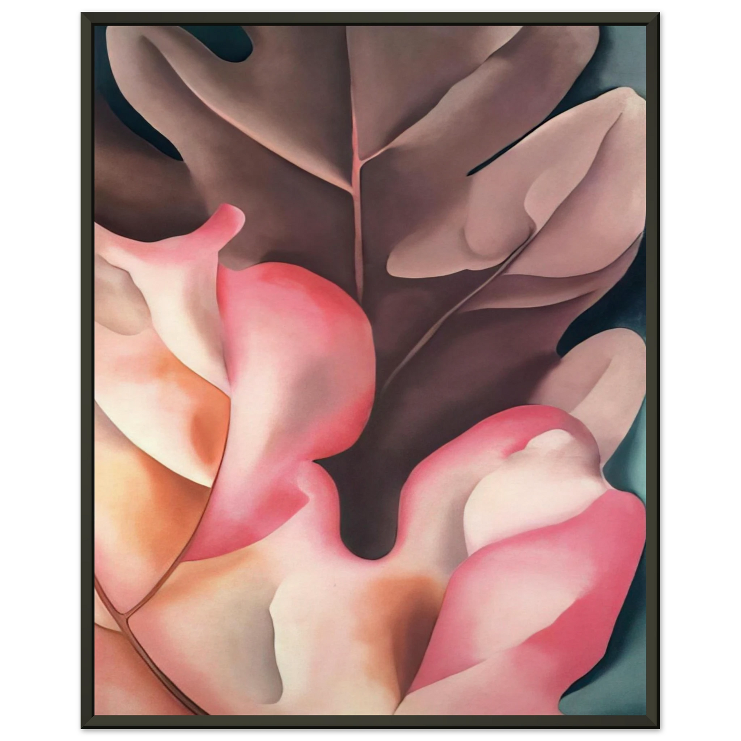 Georgia OKeeffe  Oak Leaves Pink and Grey Framed Art Print  - Aluminum Frame - 60x80 cm / 24x32 inches