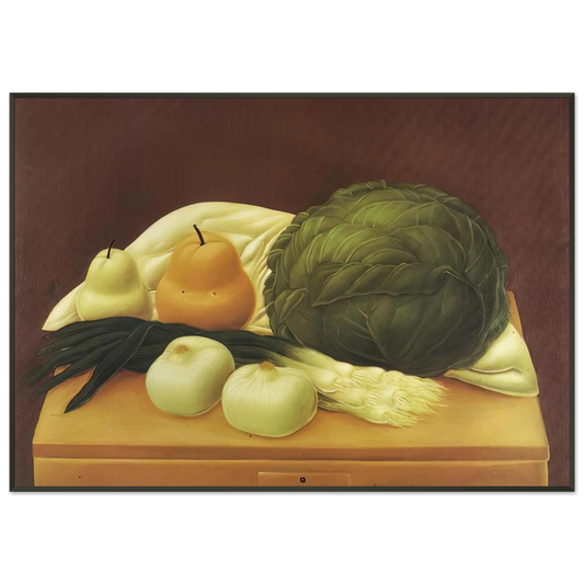 Fernando Botero  KITCHEN TABLE Framed Art Print  - Aluminum Frame - 21x29.7 cm / 8x12"