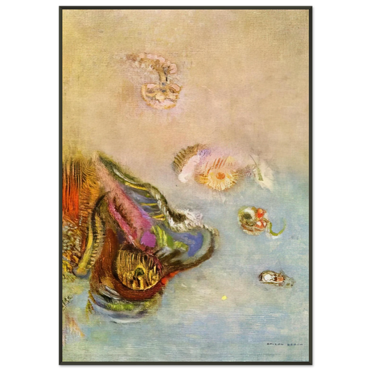 Odilon Redon  ANIMALS OF THE SEA 1910 Framed Art Print  - Aluminum Frame - 21x29.7 cm / 8x12"