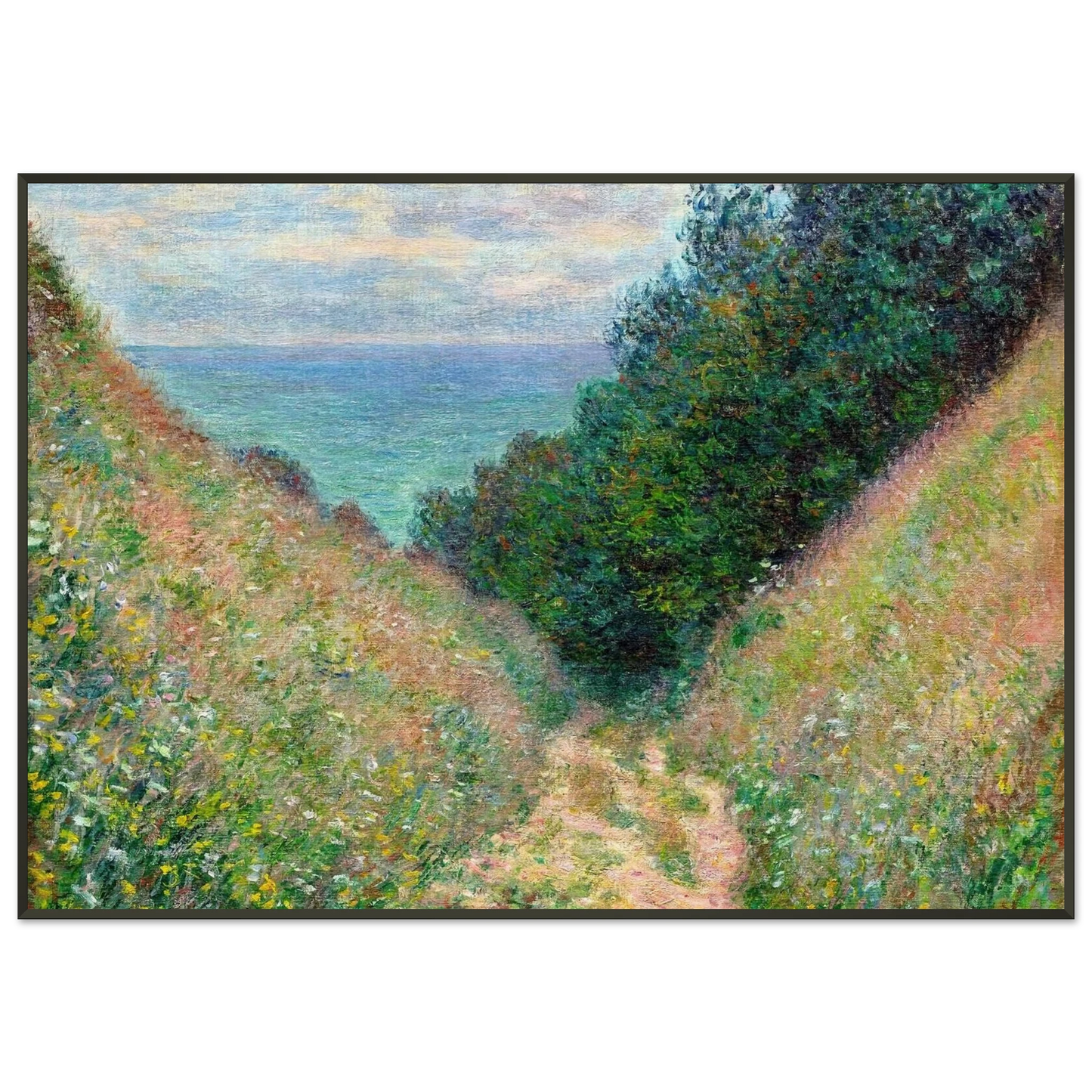 claude monet  Path at La Cavee Pourville Framed Art Print  - Aluminum Frame - 21x29.7 cm / 8x12"
