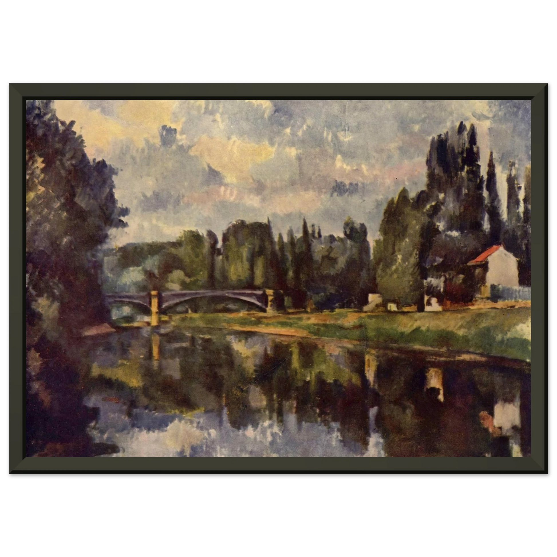 Paul Cezanne  Bridge over the Marne Framed Art Print  - Aluminum Frame - 60x80 cm / 24x32 inches