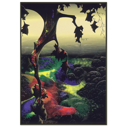 Eyvind Earle  Crimson Red and Gold Framed Art Print  - Aluminum Frame - 21x29.7 cm / 8x12"