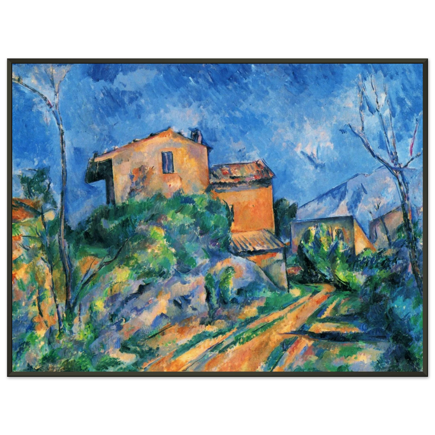 Paul Cezanne  Maison Maria with a View of Chateau Noir Framed Art Print  - Aluminum Frame - 60x80 cm / 24x32 inches