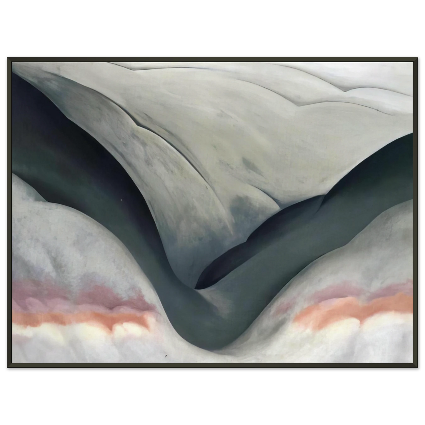 Georgia OKeeffe  Black Place Grey and Pink Framed Art Print  - Aluminum Frame - 70x100 cm / 28x40 inches