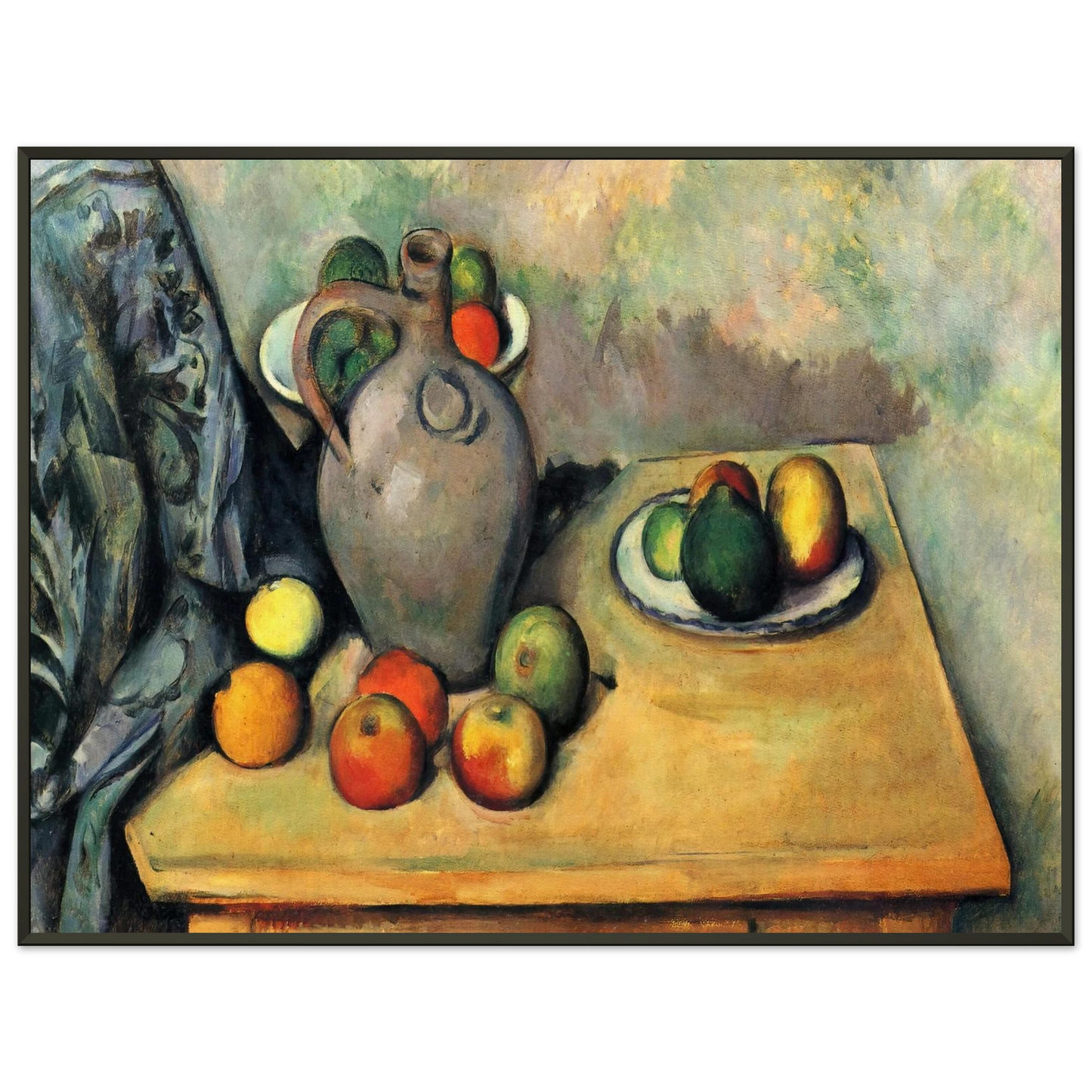 Paul Cezanne  Still life jug and fruit on a table Framed Art Print  - Aluminum Frame - 60x80 cm / 24x32 inches