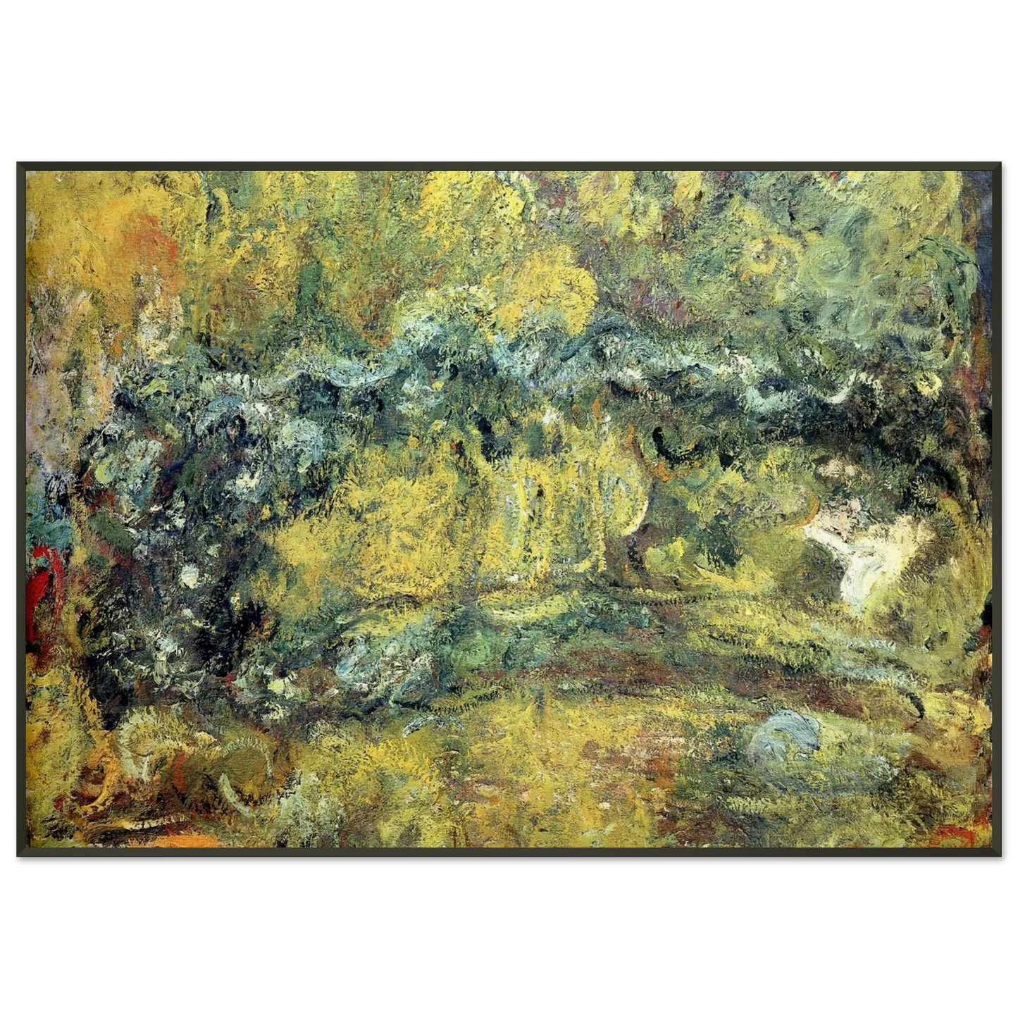 claude monet  The Japanis Bridge Footbridge over the WaterLily Pond Framed Art Print  - Aluminum Frame - 21x29.7 cm / 8x12"