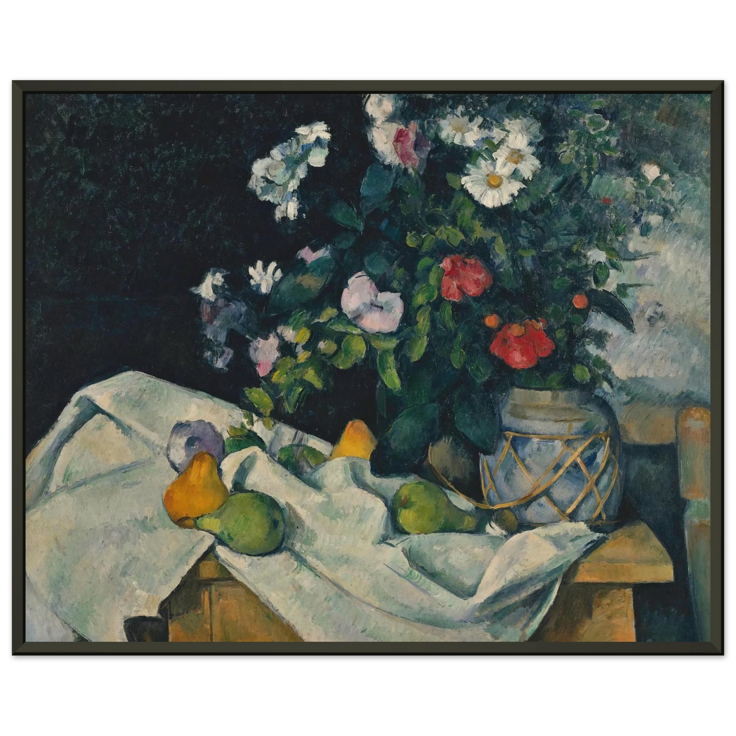 Paul Cezanne  Still Life with Flowers and Fruit Framed Art Print  - Aluminum Frame - 70x100 cm / 28x40 inches