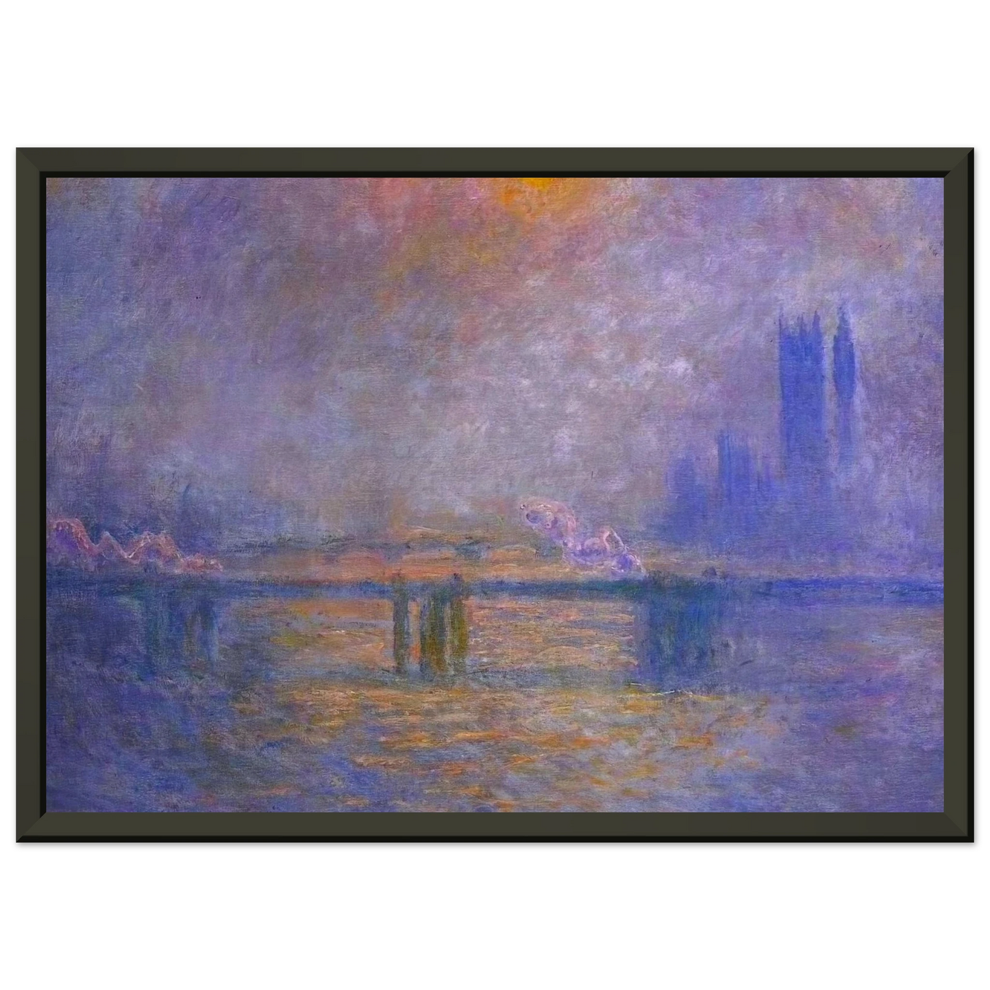 claude monet  Charing Cross Bridge The Thames 02 Framed Art Print  - Aluminum Frame - 70x100 cm / 28x40 inches