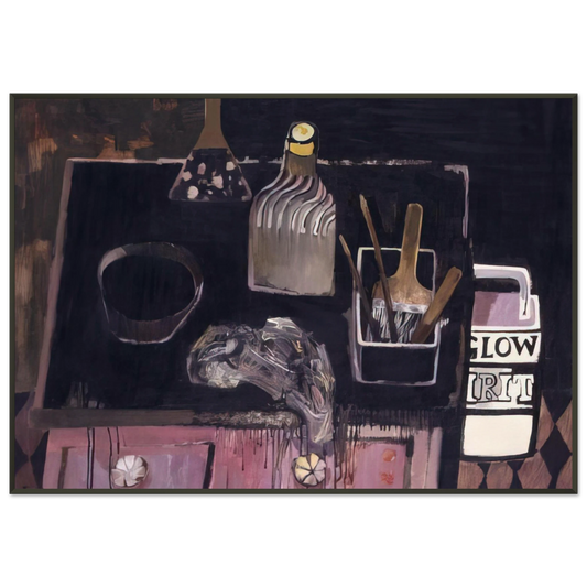 Mary Fedden  The Etching Table  1971 Framed Art Print  - Aluminum Frame - 21x29.7 cm / 8x12"