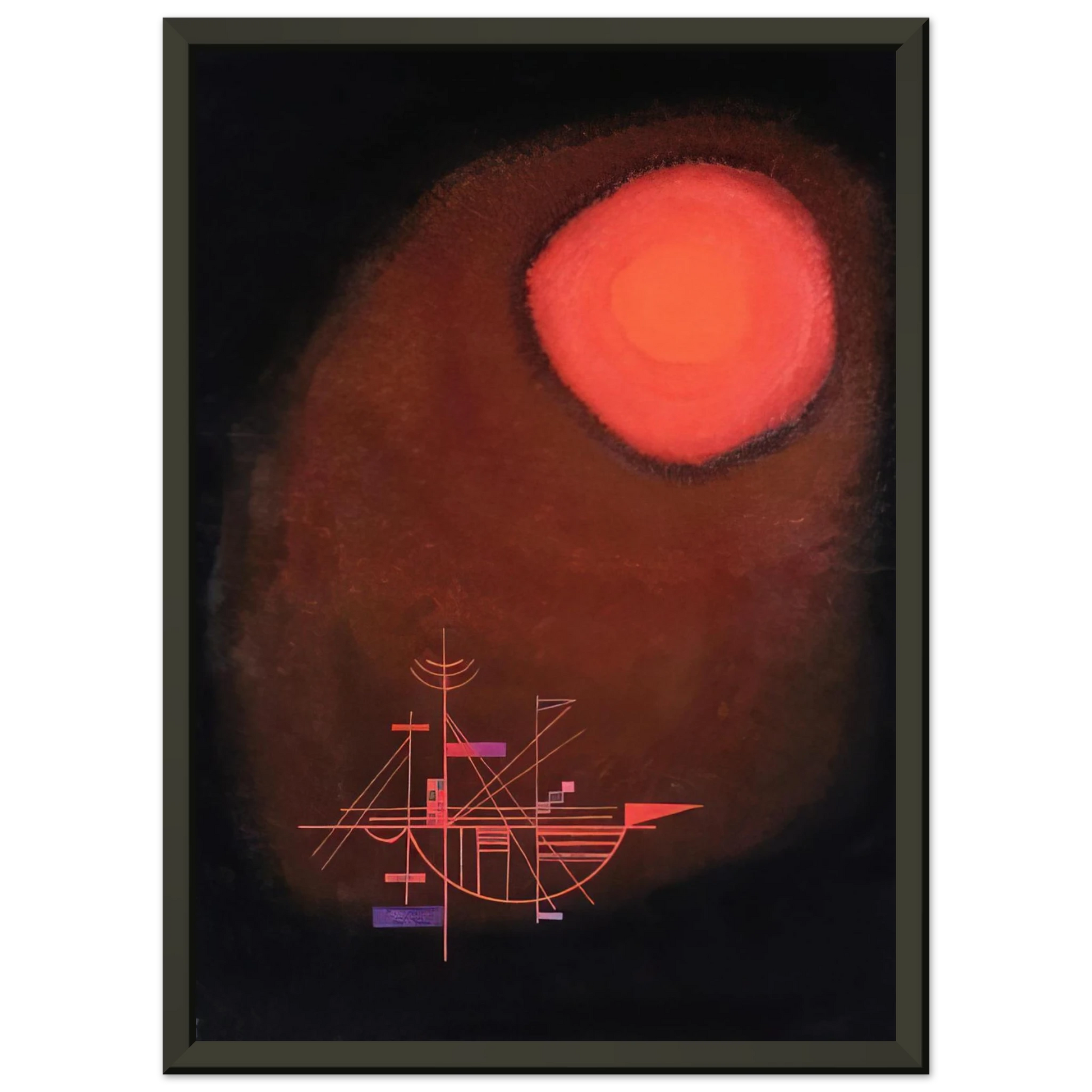 Wassily Kandinsky  RED SUN AND SHIP Framed Art Print  - Aluminum Frame - 70x100 cm / 28x40 inches