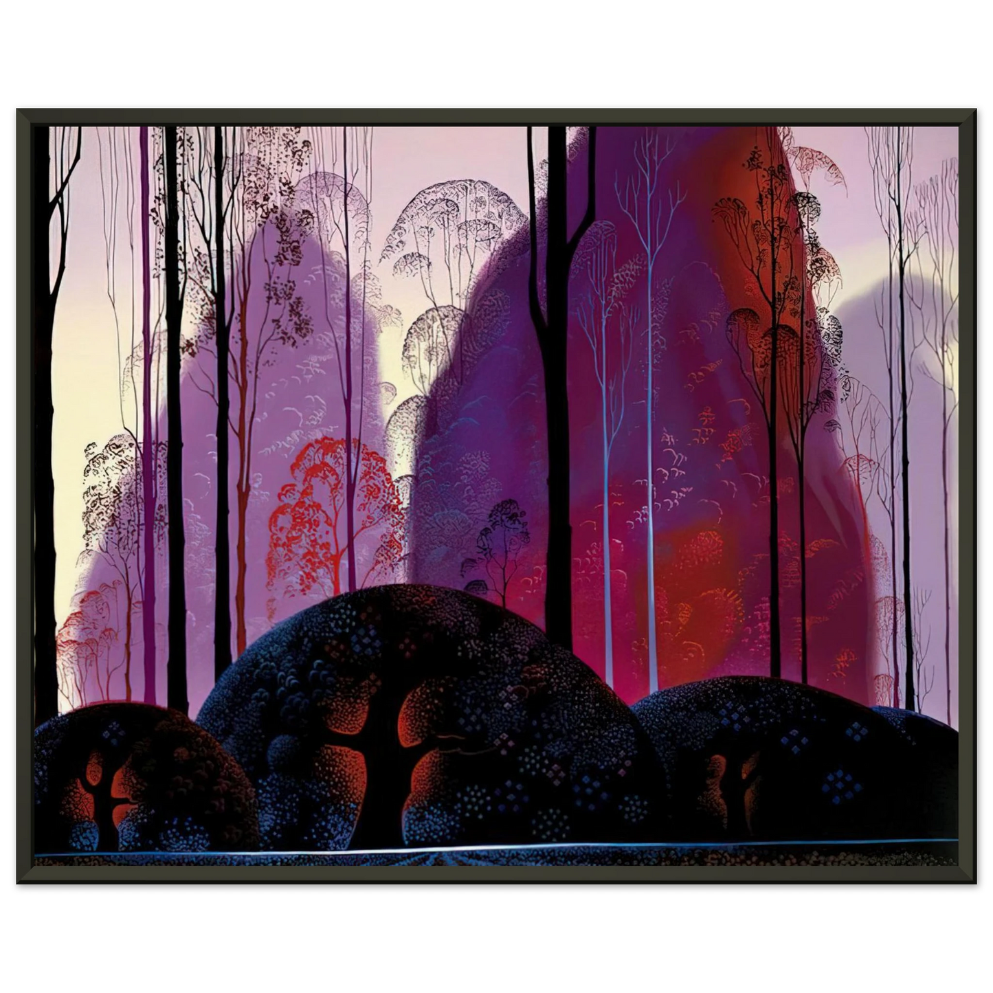 Eyvind Earle  Mauve Red and Purple Framed Art Print  - Aluminum Frame - 60x80 cm / 24x32 inches