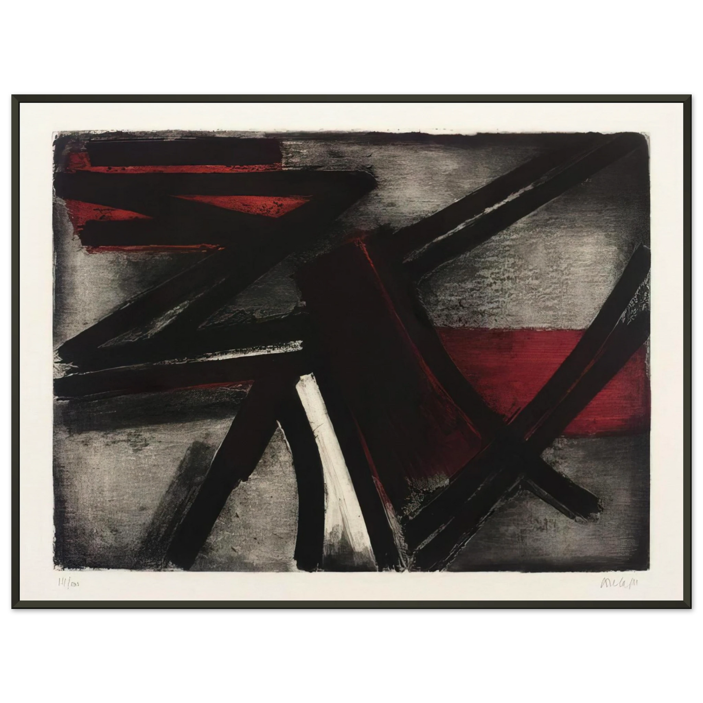 Pierre Soulages  Etching No 2  1952 Framed Art Print  - Aluminum Frame - 60x80 cm / 24x32 inches