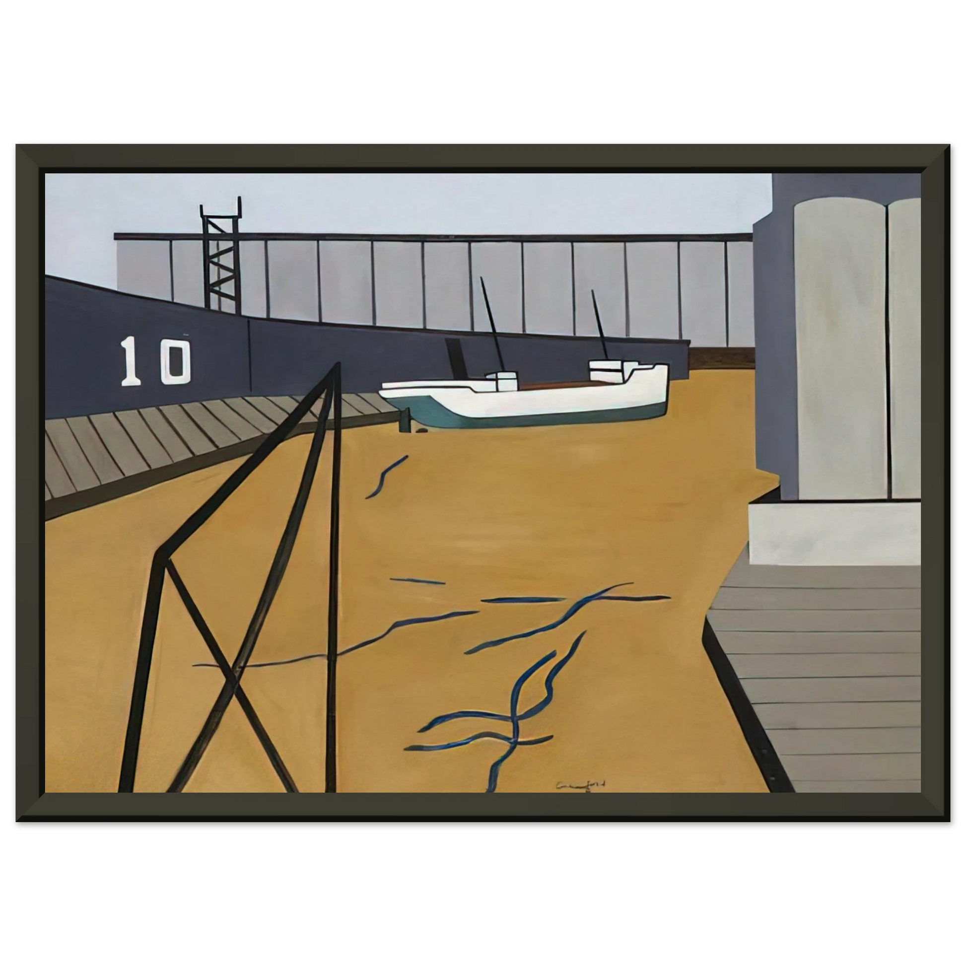 Ralston Crawford  Boat and Grain Elevators  1942 Framed Art Print  - Aluminum Frame - 70x100 cm / 28x40 inches