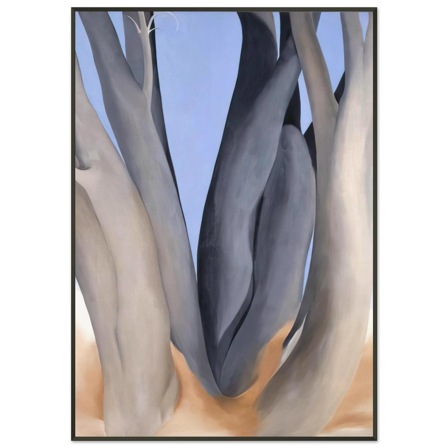Georgia OKeeffe  Dark Tree Trunks Framed Art Print  - Aluminum Frame - 21x29.7 cm / 8x12"