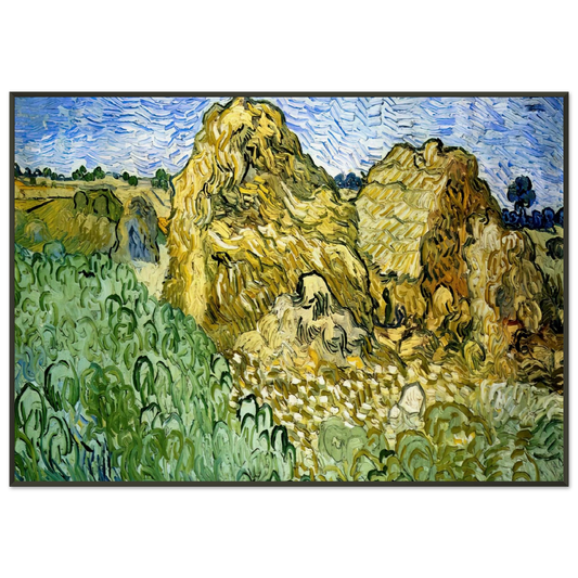 Vincent van Gogh  Field with Stacks of Wheat Framed Art Print  - Aluminum Frame - 21x29.7 cm / 8x12"