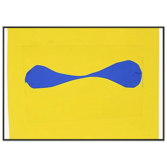 Ellsworth Kelly  Blue Form on Yellow Framed Art Print  - Aluminum Frame - 21x29.7 cm / 8x12"