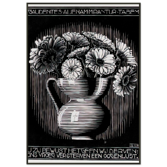 MC Escher  EMBLEMATA VASE Framed Art Print  - Aluminum Frame - 21x29.7 cm / 8x12"