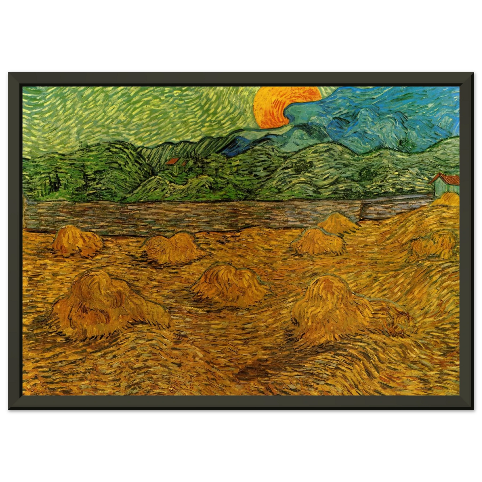 Vincent van Gogh  Evening Landscape with Rising Moon Framed Art Print  - Aluminum Frame - 70x100 cm / 28x40 inches