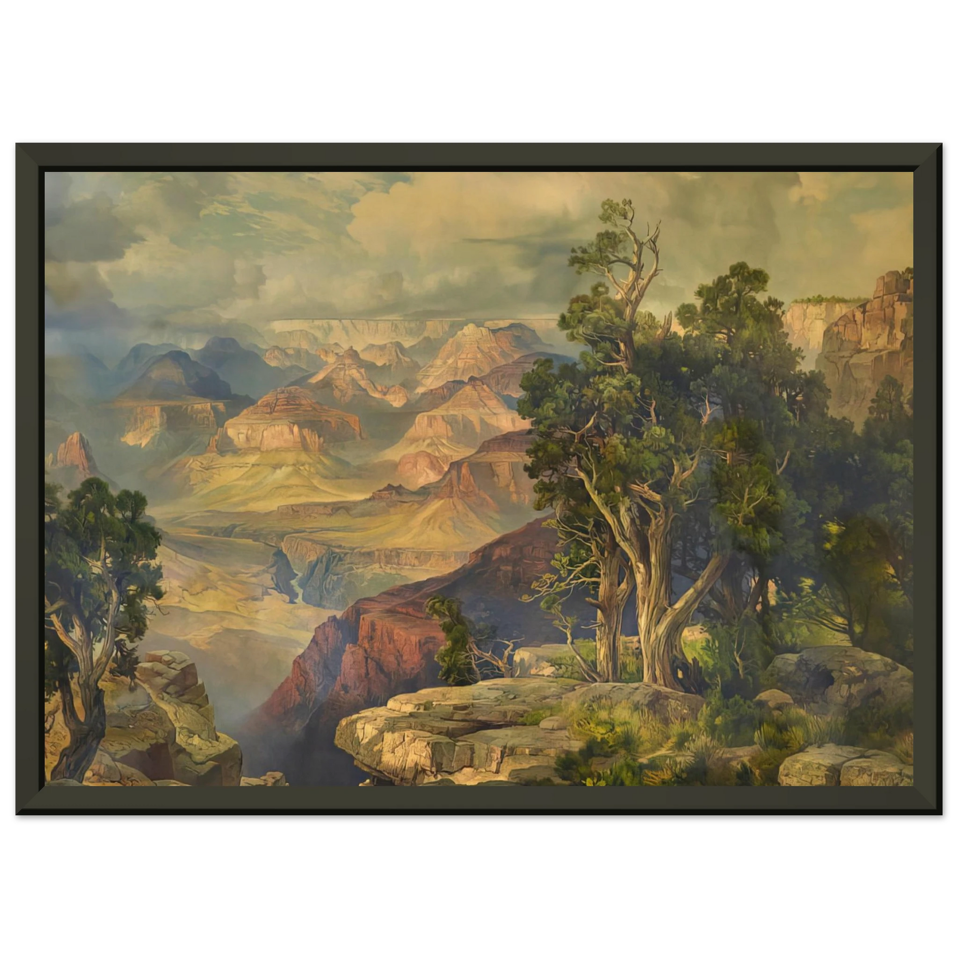 Thomas Moran  Grand Canyon from Hermit Rim Road Framed Art Print  - Aluminum Frame - 40x50 cm / 16x20 inches