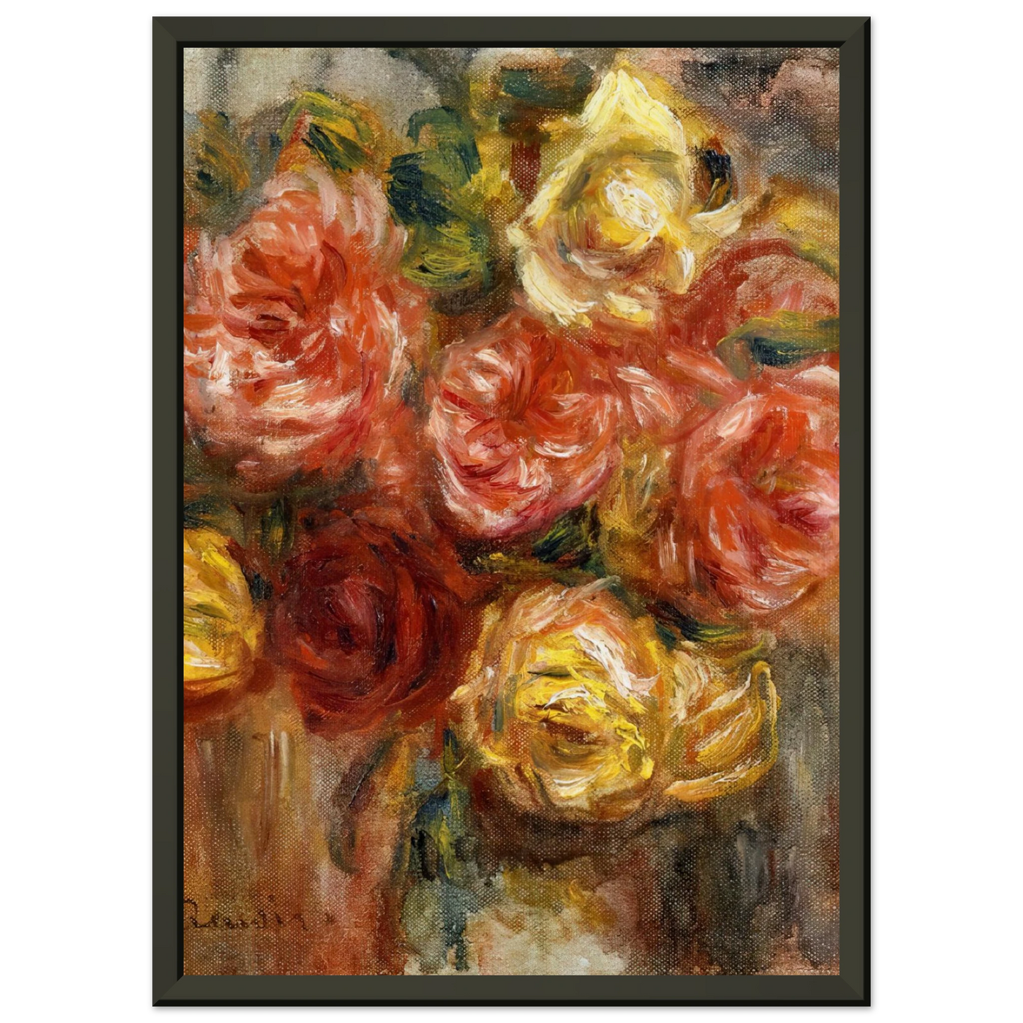 PierreAuguste Renoir  Bouquet of Roses in a Vase Framed Art Print  - Aluminum Frame - 40x50 cm / 16x20 inches