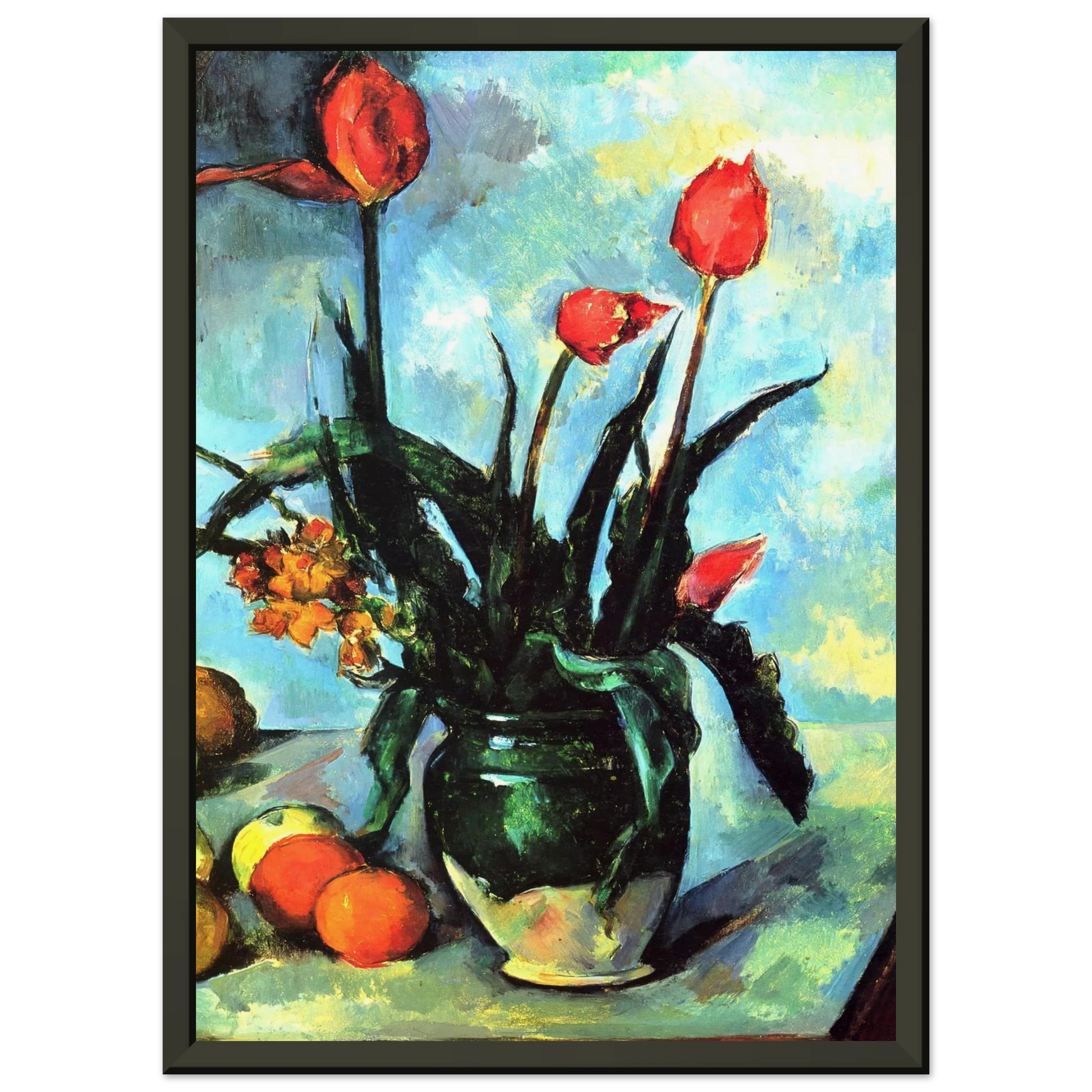 Paul Cezanne  Tulips in a Vase Framed Art Print  - Aluminum Frame - 40x50 cm / 16x20 inches