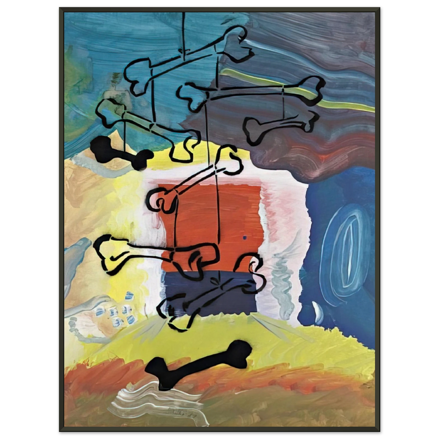 Sigmar Polke  KNOCHEN MOBILE 1981 Framed Art Print  - Aluminum Frame - 40x50 cm / 16x20 inches