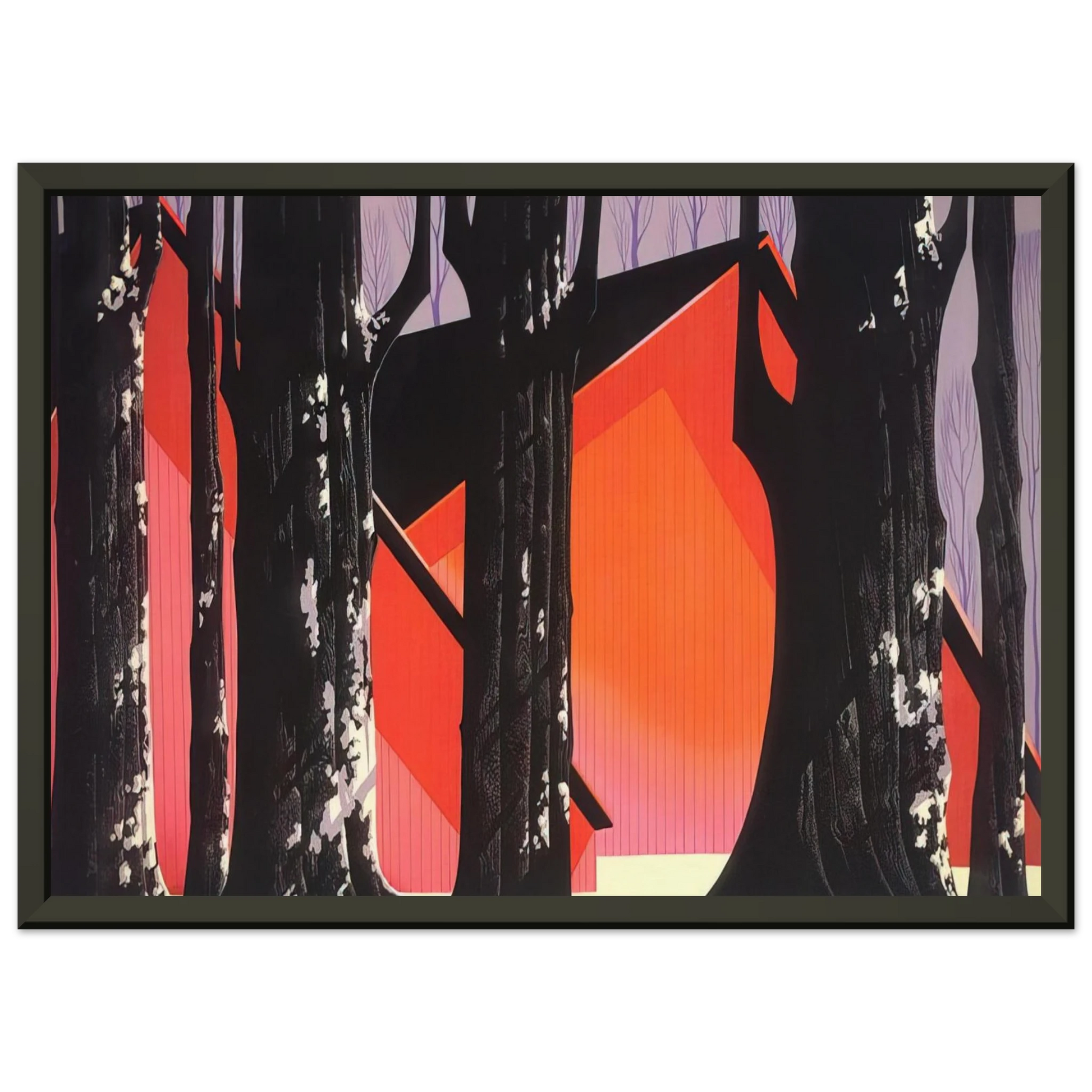 Eyvind Earle  Winter Barnyard Framed Art Print  - Aluminum Frame - 60x80 cm / 24x32 inches
