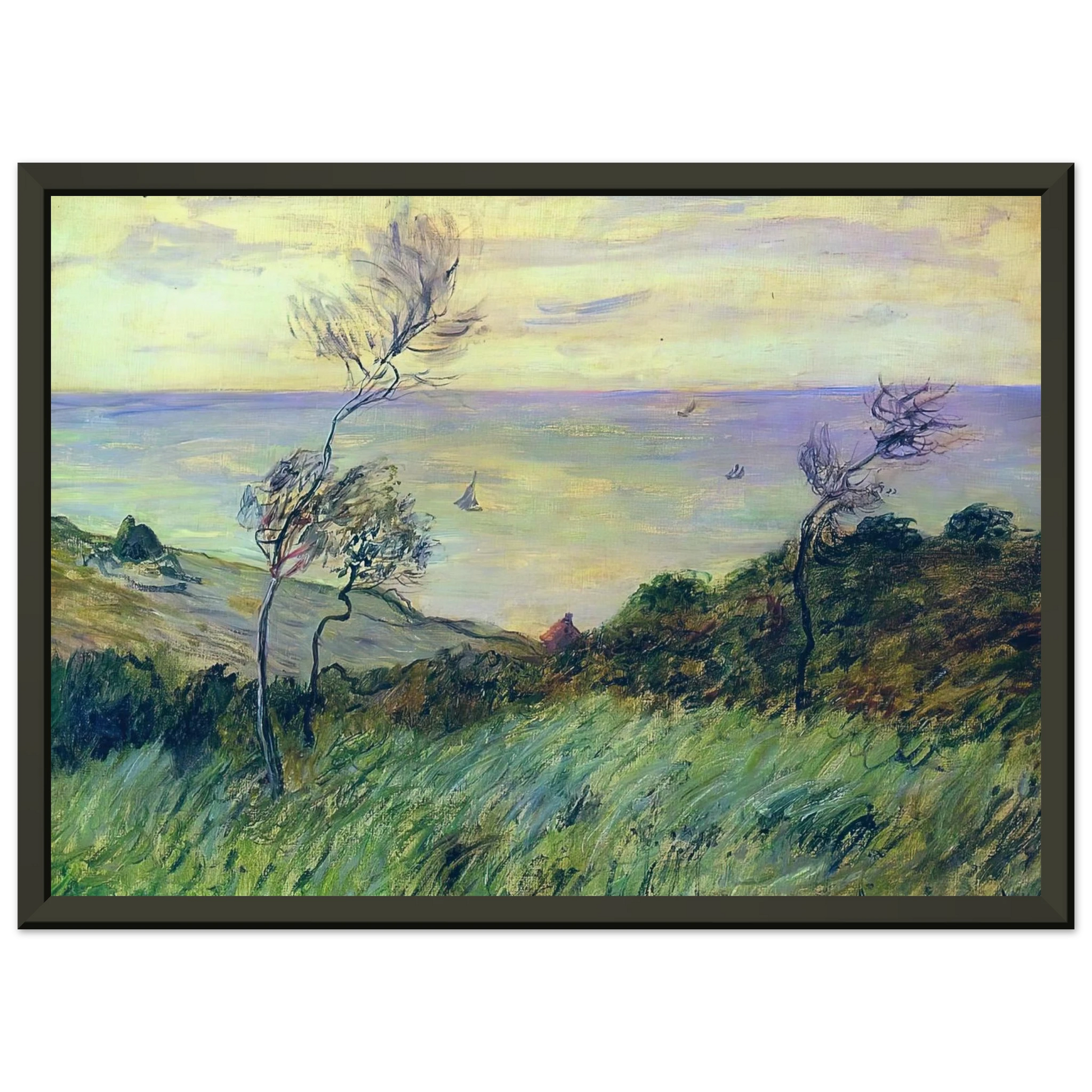 claude monet  Cliffs of Varengeville Gust of Wind Framed Art Print  - Aluminum Frame - 60x80 cm / 24x32 inches