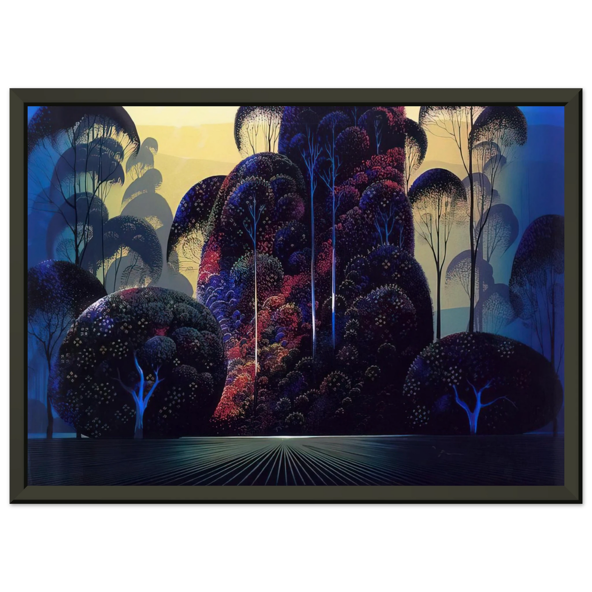 Eyvind Earle  Mendocino Framed Art Print  - Aluminum Frame - 40x50 cm / 16x20 inches