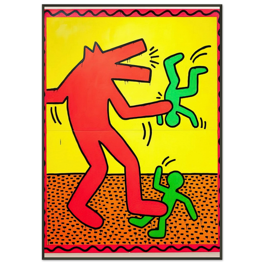 Keith Haring  UNTITLED 1982 1 Framed Art Print  - Aluminum Frame - 21x29.7 cm / 8x12"
