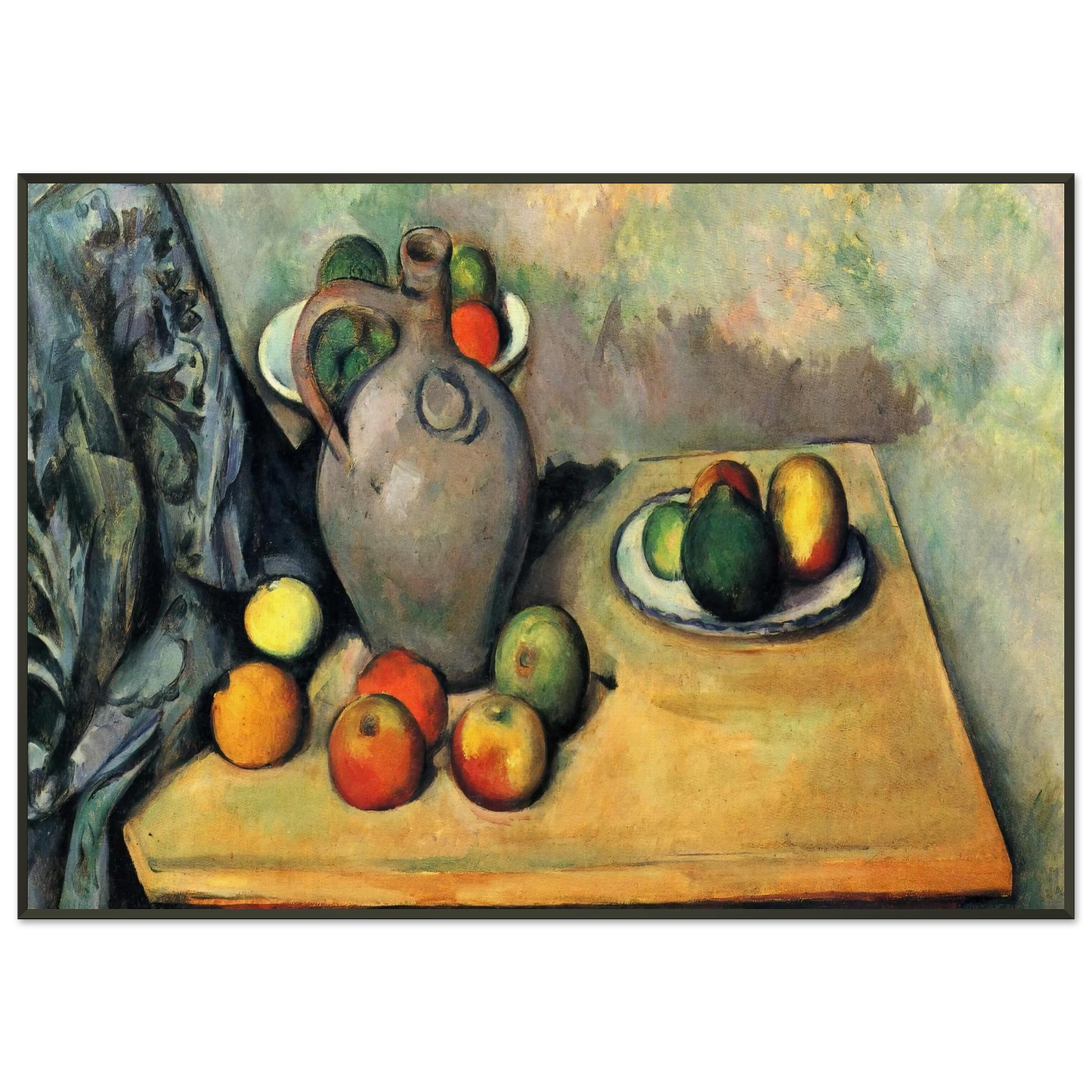 Paul Cezanne  Still life jug and fruit on a table Framed Art Print  - Aluminum Frame - 21x29.7 cm / 8x12"