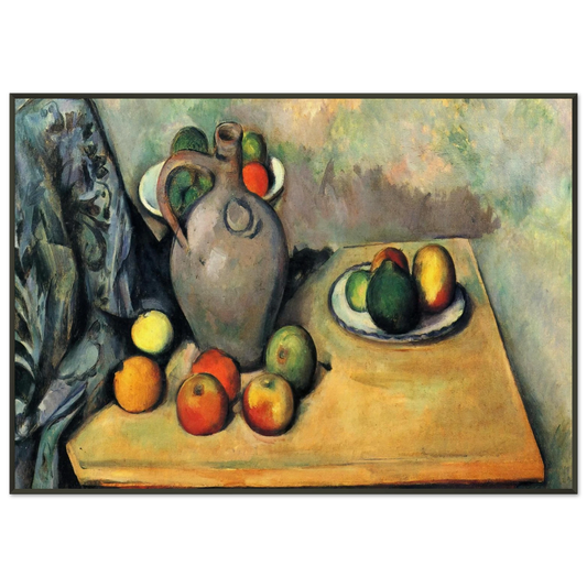 Paul Cezanne  Still life jug and fruit on a table Framed Art Print  - Aluminum Frame - 21x29.7 cm / 8x12"