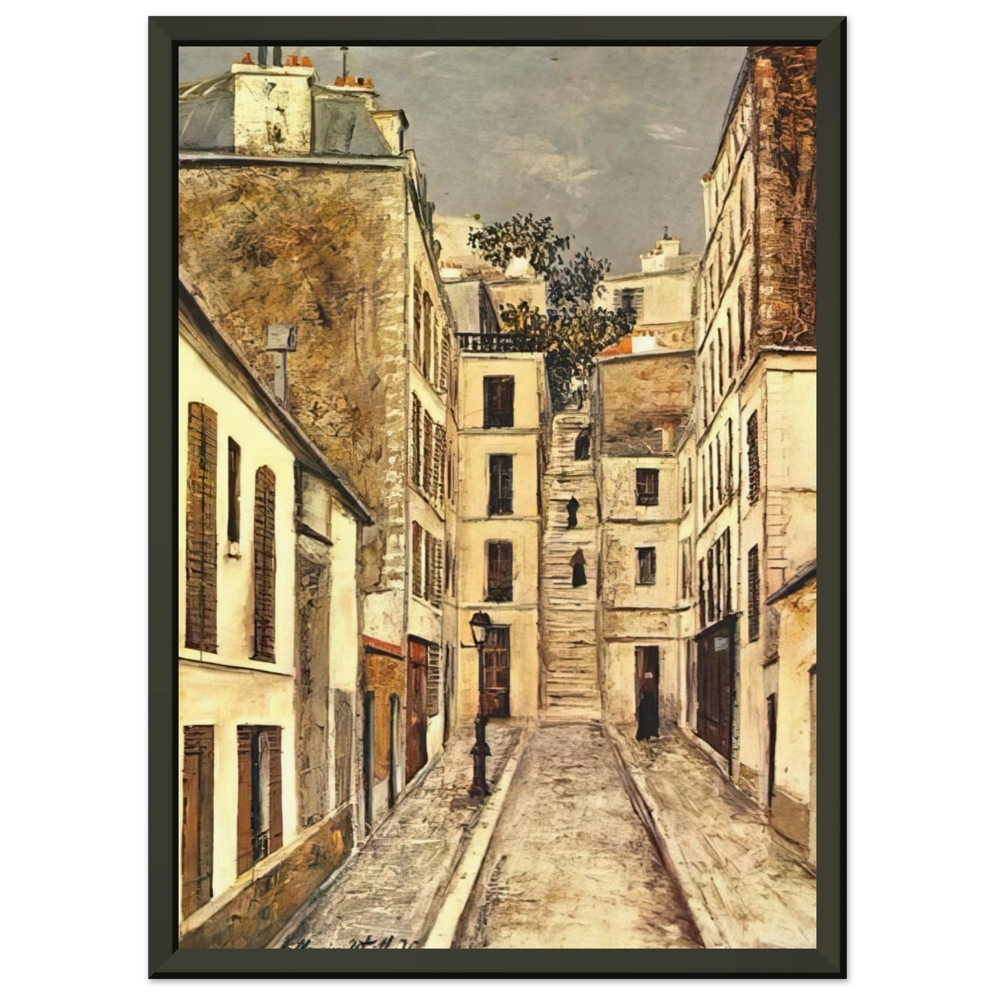 Maurice Utrillo  THE PASSAGE THE DEAD END Framed Art Print  - Aluminum Frame - 60x80 cm / 24x32 inches