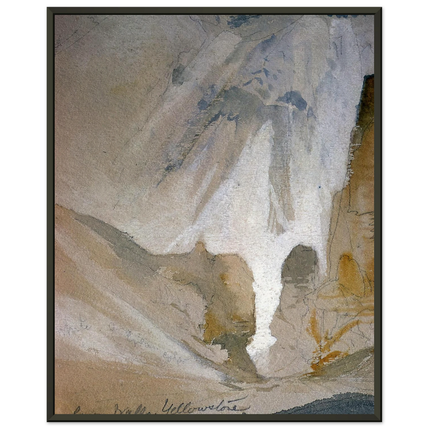 Thomas Moran  Canyon Walls Yellowstone sketch Framed Art Print  - Aluminum Frame - 70x100 cm / 28x40 inches