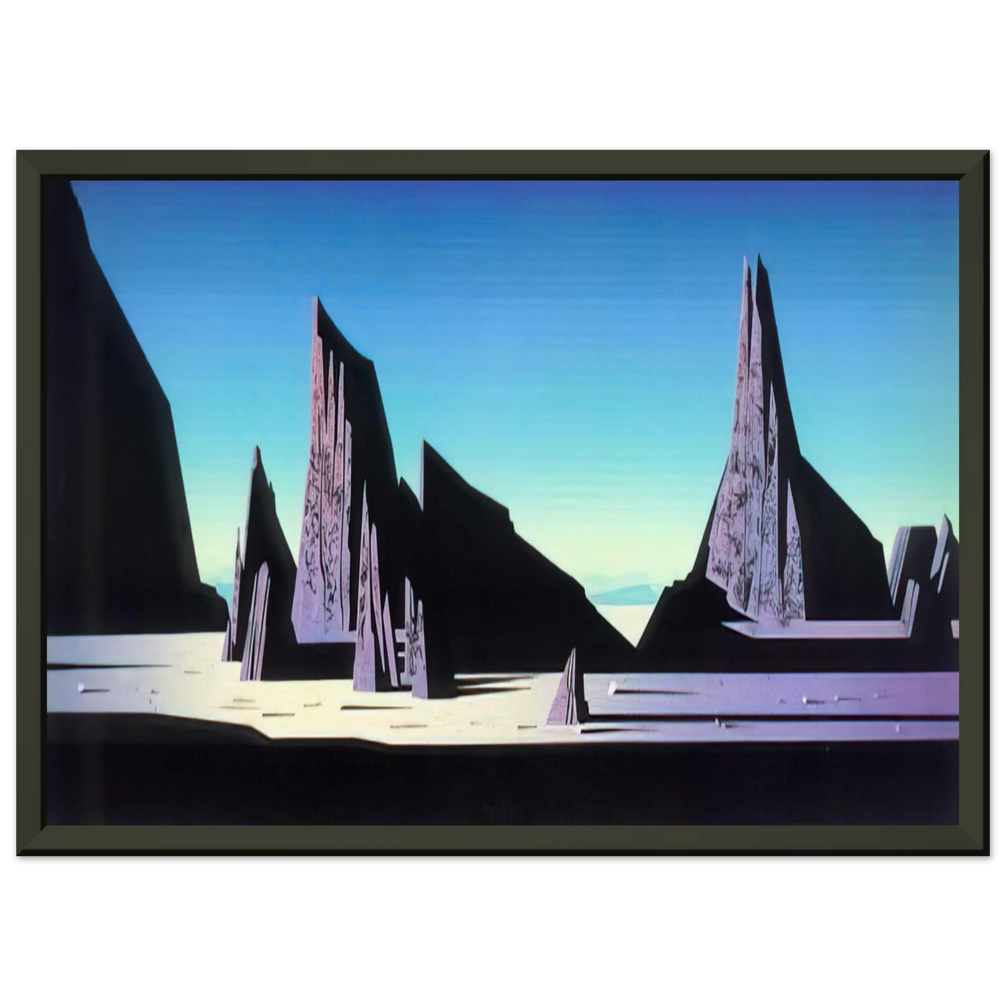 Eyvind Earle  Desert Rocks Framed Art Print  - Aluminum Frame - 70x100 cm / 28x40 inches