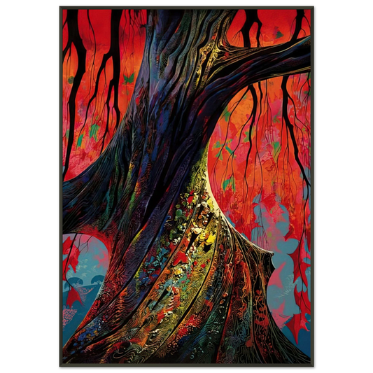 Eyvind Earle  Fire red and gold Framed Art Print  - Aluminum Frame - 21x29.7 cm / 8x12"