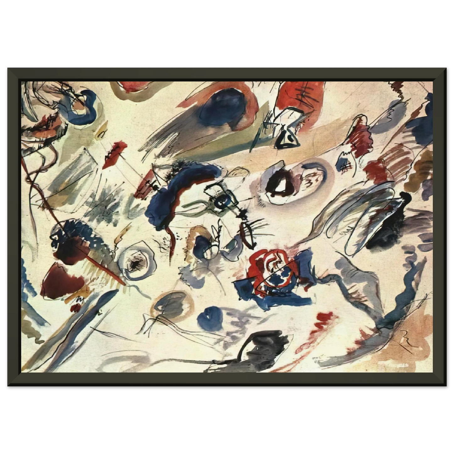 Wassily Kandinsky  FIRST ABSTRACT WATERCOLOR 1910 Framed Art Print  - Aluminum Frame - 70x100 cm / 28x40 inches