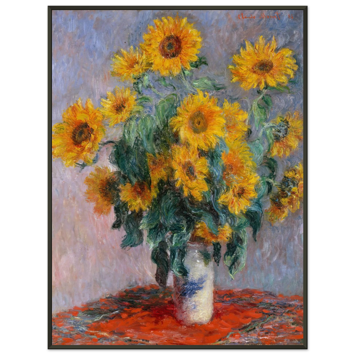 claude monet  Bouquet of Sunflowers Framed Art Print  - Aluminum Frame - 60x80 cm / 24x32 inches