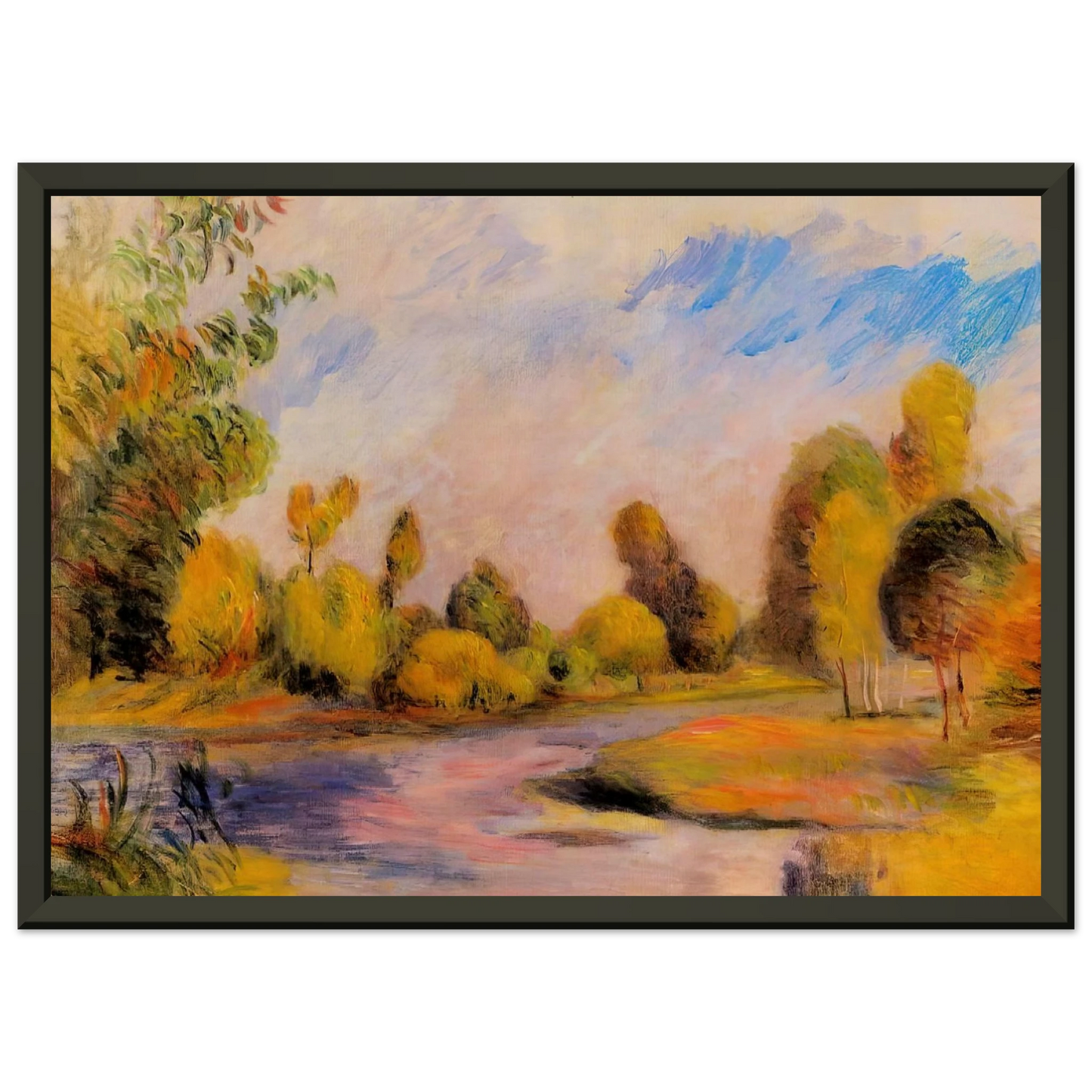 PierreAuguste Renoir  Banks of a River Framed Art Print  - Aluminum Frame - 40x50 cm / 16x20 inches