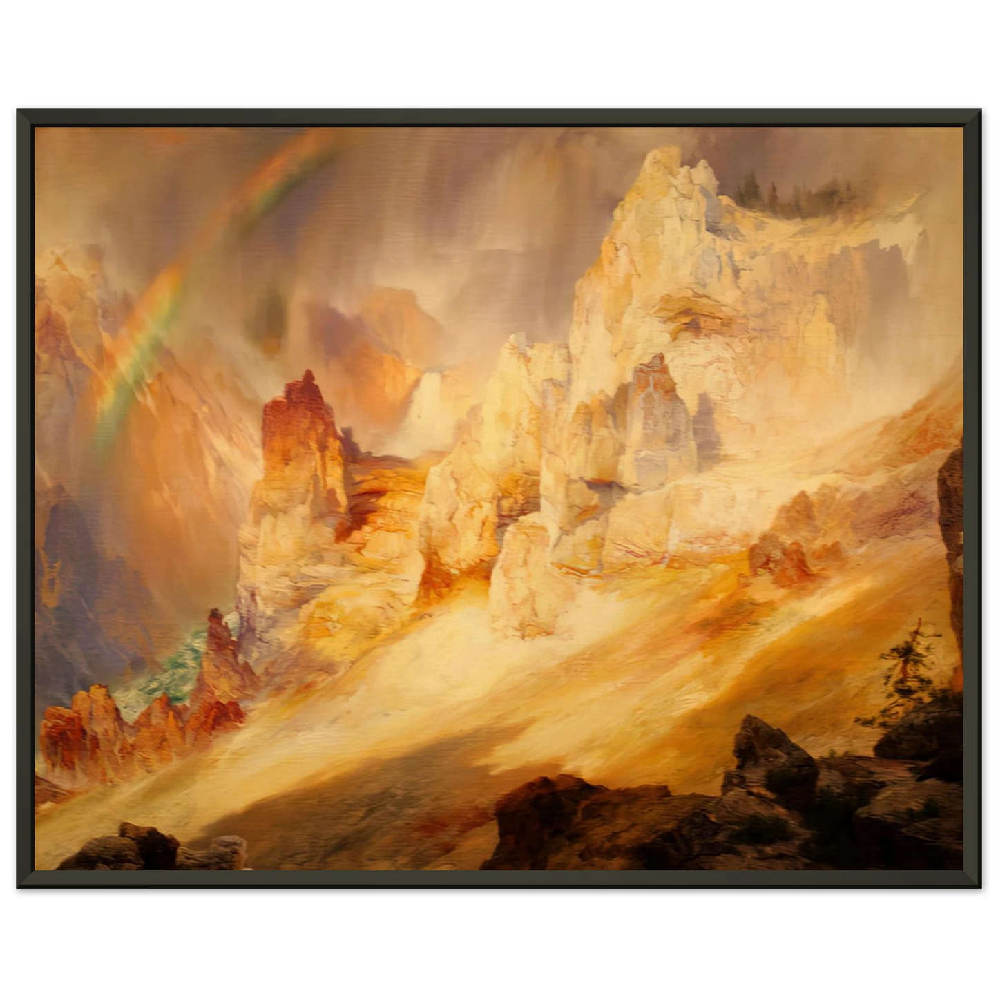 Thomas Moran  Rainbow over the Grand Canyon of the Yellowstone Framed Art Print  - Aluminum Frame - 40x50 cm / 16x20 inches