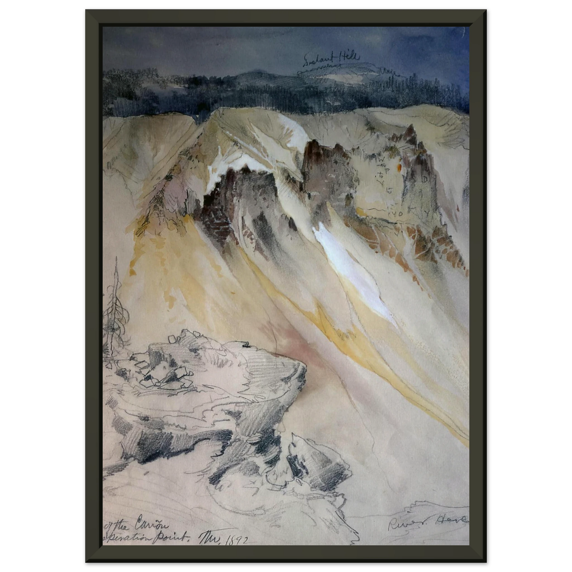 Thomas Moran  East wall of the canyon from Inspiration Point Framed Art Print  - Aluminum Frame - 40x50 cm / 16x20 inches