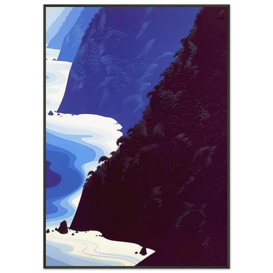 Eyvind Earle  Blue Big Sur Framed Art Print  - Aluminum Frame - 21x29.7 cm / 8x12"