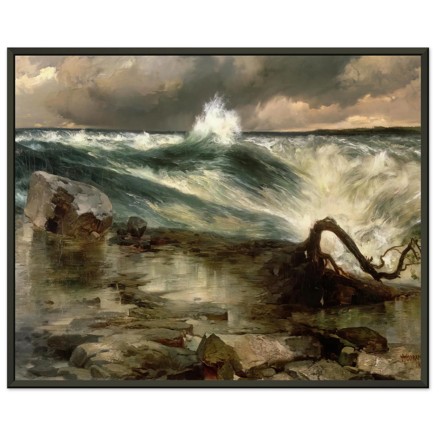 Thomas Moran  The Rapids Above Niagara Framed Art Print  - Aluminum Frame - 70x100 cm / 28x40 inches
