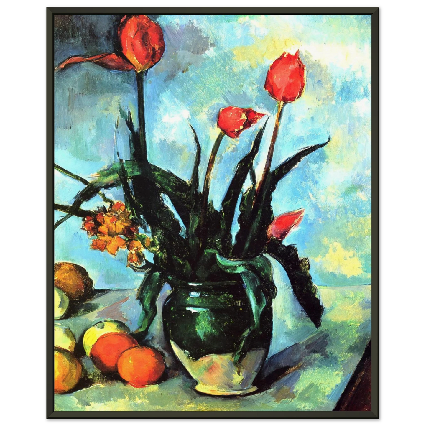 Paul Cezanne  Tulips in a Vase Framed Art Print  - Aluminum Frame - 60x80 cm / 24x32 inches