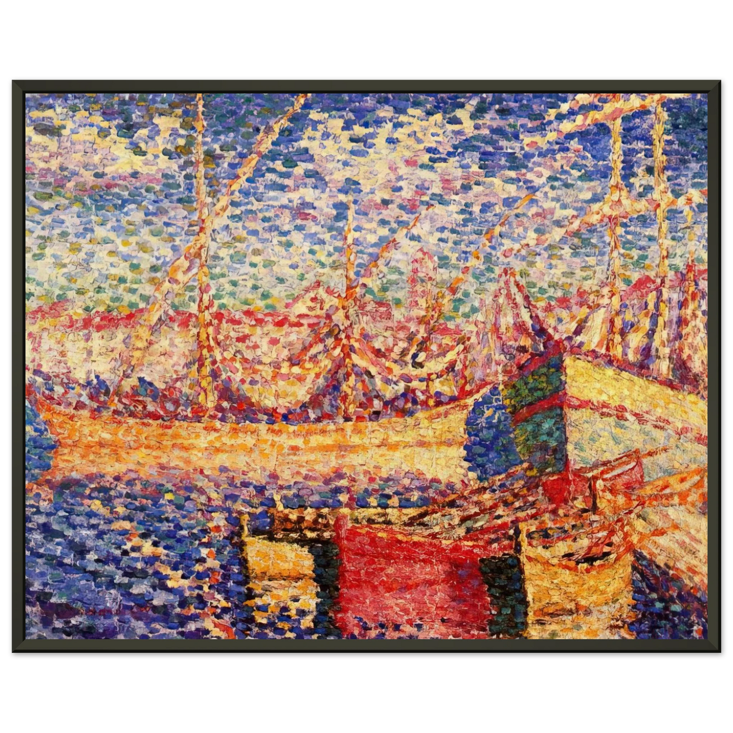 HenriEdmond Cross  Boats in the Port of St Tropez Framed Art Print  - Aluminum Frame - 70x100 cm / 28x40 inches