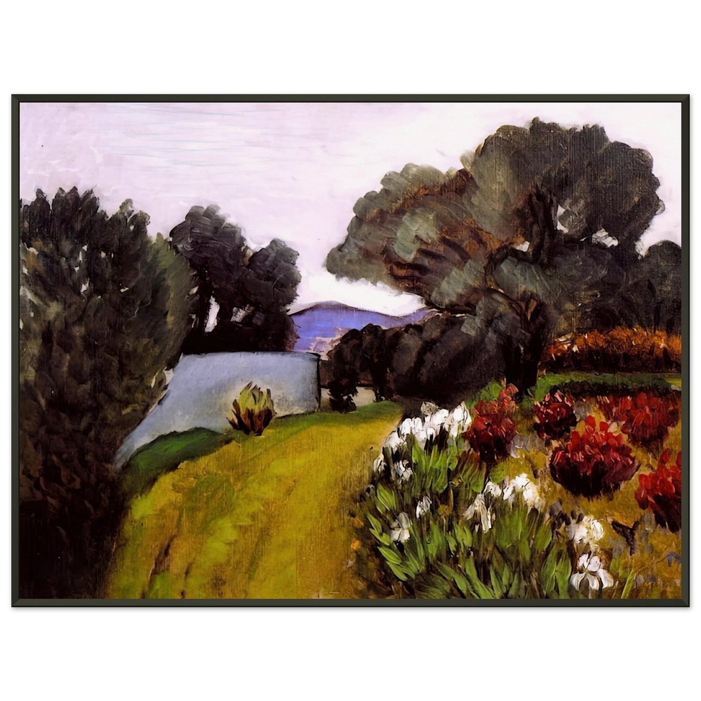 Henri Matisse  IN THE NICE COUNTRYSIDE GARDEN OF IRISES 1919 Framed Art Print  - Aluminum Frame - 40x50 cm / 16x20 inches
